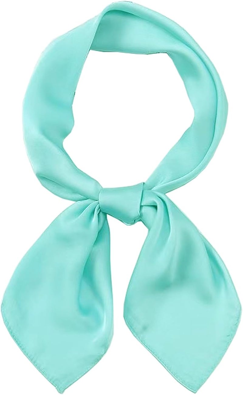 Chung Women's Square Satin Scarf 27.5" Bandanas Solid 50s Retro Neck Scarves Emulation Silk Handbag Hair Ribbons Necktie - Image 1